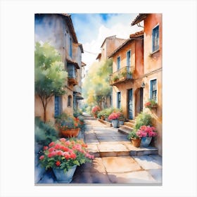 Watercolor Of A Street 6 Canvas Print