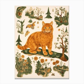 Tabby Ginger Cat With Medieval Gardens Canvas Print