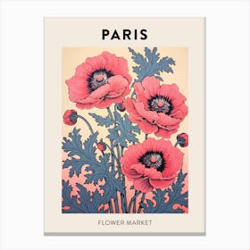Paris France Botanical Flower Market Poster Canvas Print