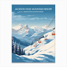 Poster Of Jackson Hole Mountain Resort   Wyoming, Usa, Ski Resort Illustration 3 Art Height 96px Canvas Print