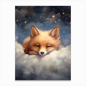 Baby Fox 8 Sleeping In The Clouds Canvas Print