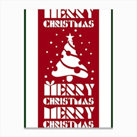 Red Christmas Banner Sign Canvas Print