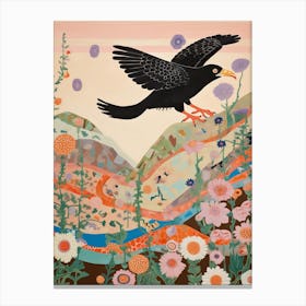 Maximalist Bird Painting Raven 2 Canvas Print
