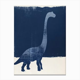 Blue Brontosaurus Dinosaur Silhouette 1 Canvas Print