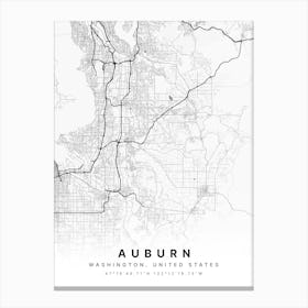 Auburn Alabama USA White Map Canvas Print