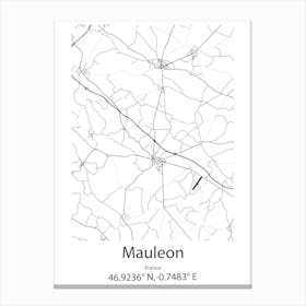 Mauleon,France Minimalist Map Canvas Print