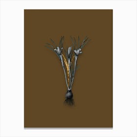 Vintage Cloth of Gold Crocus Black and White Gold Leaf Floral Art on Coffee Brown n.1024 Canvas Print