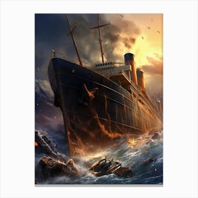 Titanic Sinking Ship Illustration 2 Canvas Print