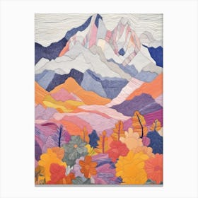 Kangchenjun India And Nepal 1 Colourful Mountain Illustration Canvas Print