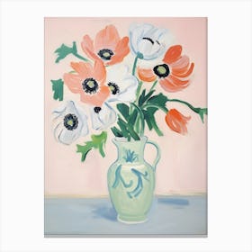 A Vase With Anemone, Flower Bouquet 2 Canvas Print