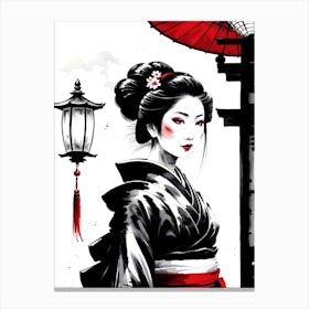 Traditional Japanese Art Style Geisha Girl 10 Canvas Print