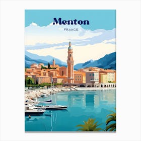 Menton France Summer Travel Illustration Canvas Print