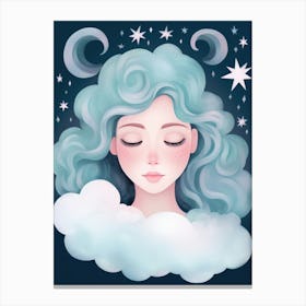 Dreaming Girl On A Cloud Canvas Print