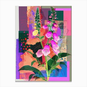 Foxglove 2 Neon Flower Collage Canvas Print
