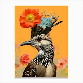 Bird With A Flower Crown Roadrunner 3 Canvas Print