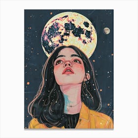 Girl With A Moon Canvas Print