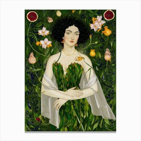 Woman In A Garden Canvas Print
