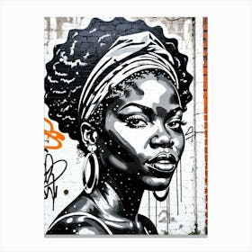 Vintage Graffiti Mural Of Beautiful Black Woman 124 Canvas Print