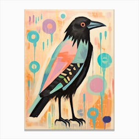 Pink Scandi Crow 2 Canvas Print