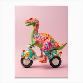 Toy Dinosaur Pattern On A Motorbike 2 Canvas Print