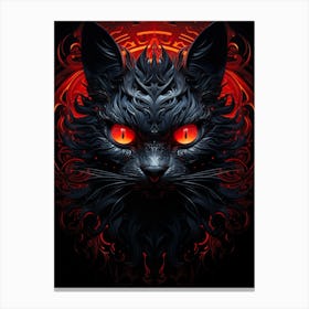 Black Cat With Red Eyes Canvas Print