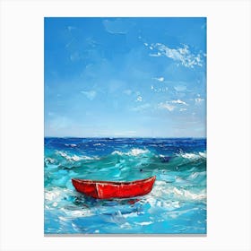 Red Boat In The Sea 3 Canvas Print