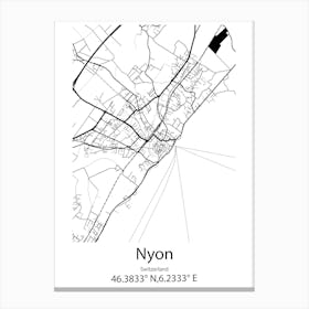 Nyon,Switzerland Minimalist Map Canvas Print