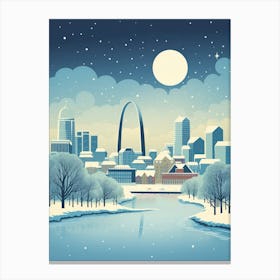 Winter Travel Night Illustration St Louis Missouri Canvas Print