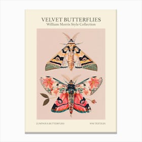 Velvet Butterflies Collection Luminous Butterflies William Morris Style 5 Canvas Print