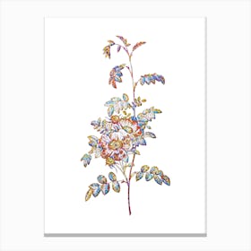 Stained Glass Alpine Rose Mosaic Botanical Illustration on White n.0015 Canvas Print