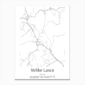 Velike Lasce,Slovenia Minimalist Map Leinwandbilder