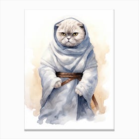 Scottish Fold Cat As A Jedi 4 Canvas Print