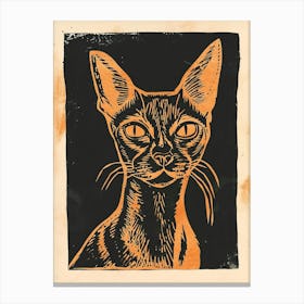 Abyssinian Cat Linocut Blockprint 7 Canvas Print