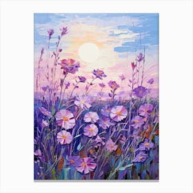 Cosmos Flowers At Sunset Canvas Print