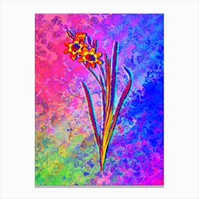 Ixia Tricolor Botanical in Acid Neon Pink Green and Blue n.0212 Canvas Print