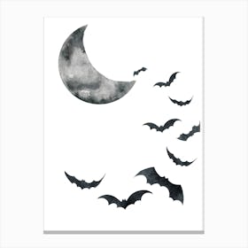 Bats And Moon Canvas Print