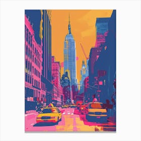 Manhattan New York Colourful Silkscreen Illustration 1 Canvas Print