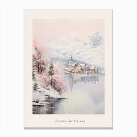 Dreamy Winter Painting Poster Lucerne Switzerland 4 Canvas Print