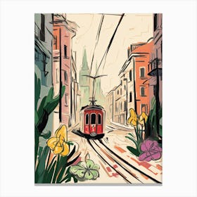 Lisbon, Flower Collage 4 Canvas Print