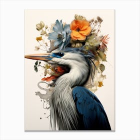 Bird With A Flower Crown Great Blue Heron 5 Canvas Print
