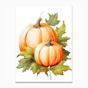 Fairytale Pumpkin Watercolour Illustration 4 Canvas Print