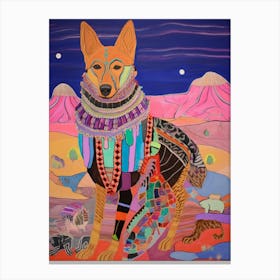 Maximalist Animal Painting Jackal 2 Canvas Print