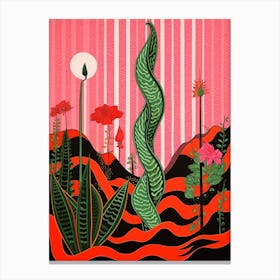Pink And Red Plant Illustration Snake Plant 3 Canvas Print