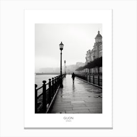 Poster Of Gijon, Spain, Black And White Analogue Photography 4 Canvas Print