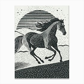 A Horse Galloping Across An Open Field Canvas Print