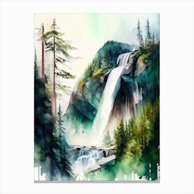 Shannon Falls, Canada Water Colour  (1) Canvas Print