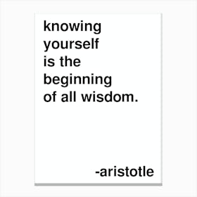 Knowing Yourself Aristotle Quote In White Canvas Print