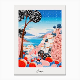 Poster Of Capri, Italy, Illustration In The Style Of Pop Art 1 Canvas Print