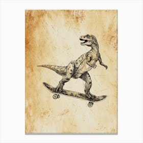 Vintage Corythosaurus Dinosaur On A Skateboard 1 Canvas Print