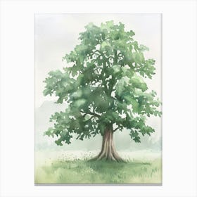Walnut Tree Atmospheric Watercolour Painting 4 Canvas Print